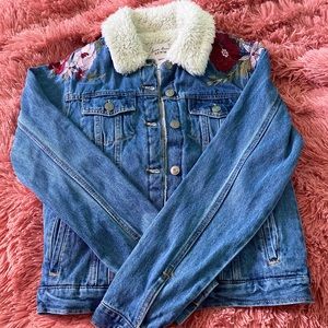 Warm furry jean jacket